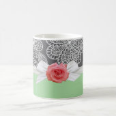 Rose Luxury Green Floral Damask Tasse (Mittel)