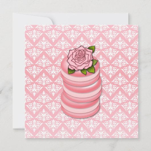 Rose Macarons Geburtstag Einladung (Rückseite)