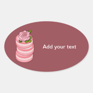 Rose Macarons Ovaler Aufkleber