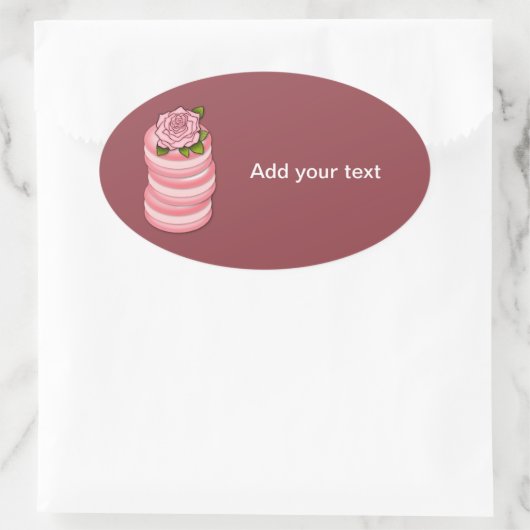 Rose Macarons Ovaler Aufkleber (Tasche)