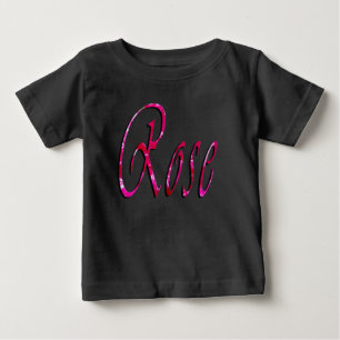Rose, Mädchen, Namensschild, Schwarzer T - Shirt d