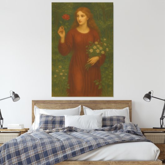 Rose Maiden in the Forest – Red-Haired Girl with W Leinwanddruck (Insitu (Schlafzimmer))