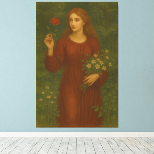 Rose Maiden in the Forest – Red-Haired Girl with W Leinwanddruck (Insitu (Holzboden))