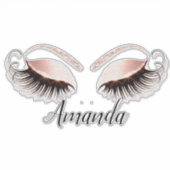 Rose Makeup Artist Lashes Extension Name Decal Aufkleber (Vorderseite)