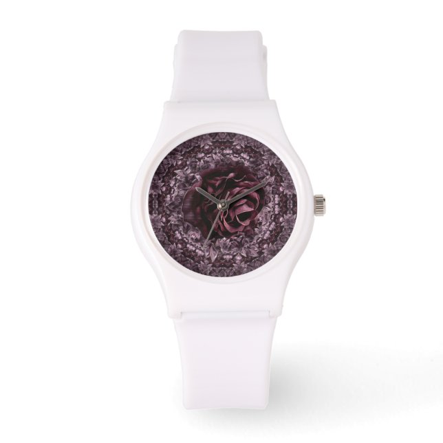 Rose Mandala Armbanduhr (Vorderseite)