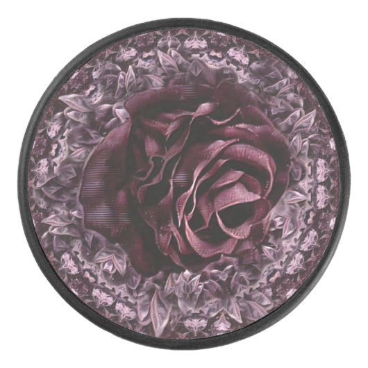 Rose Mandala Eishockey Puck (Vorderseite)