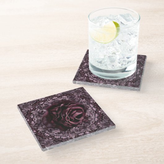 Rose Mandala Glasuntersetzer (Schrägansicht)