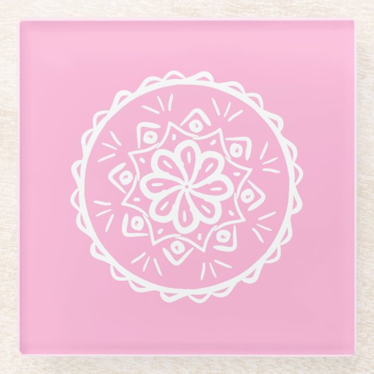 Rose Mandala Glasuntersetzer (Vorderseite)
