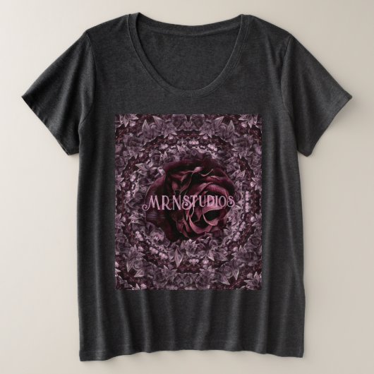 Rose Mandala Große Größe T-Shirt (Design vorne)