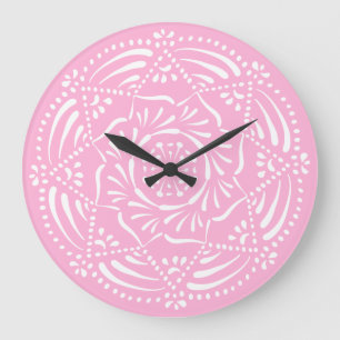 Rose Mandala Große Wanduhr