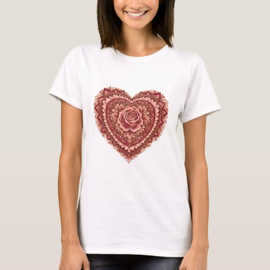 Rose Mandala Heart of Love T-Shirt (Vorderseite)