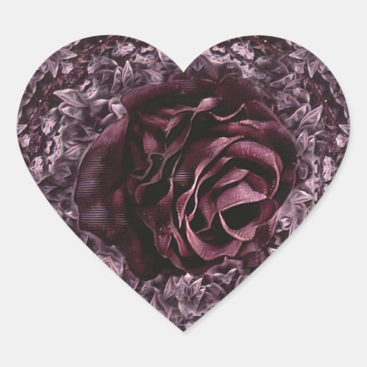 Rose Mandala Herz-Aufkleber (Vorderseite)