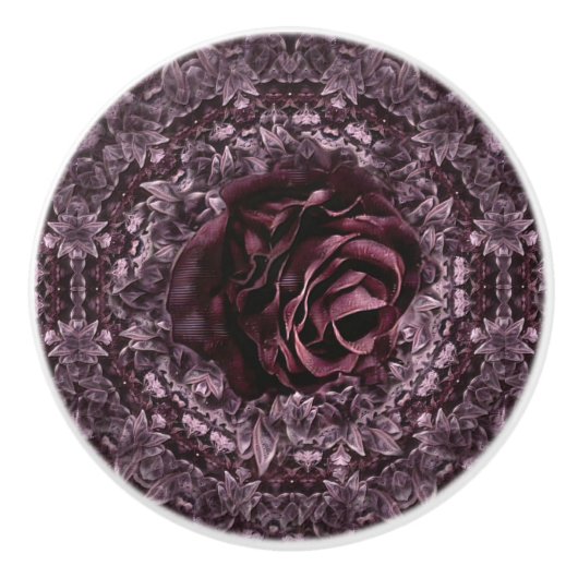 Rose Mandala Keramikknauf (Vorderseite)