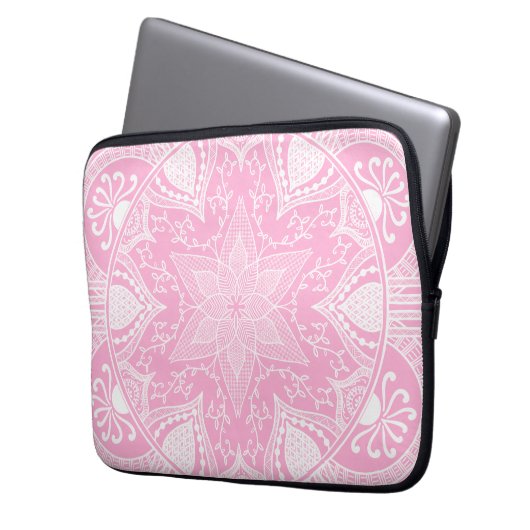 Rose Mandala Laptopschutzhülle (Vorderseite Links)