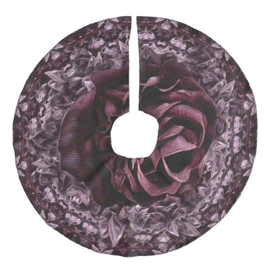 Rose Mandala Leinenimitat Weihnachtsbaumdecke (Vorderseite)