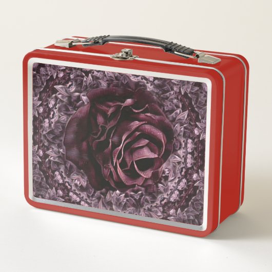 Rose Mandala Metall Brotdose (Vorderseite)