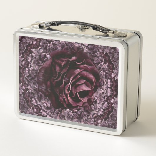 Rose Mandala Metall Brotdose (Rückseite)