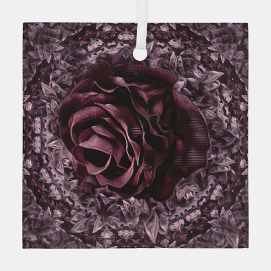 Rose Mandala Ornament Aus Glas (Rückseite)