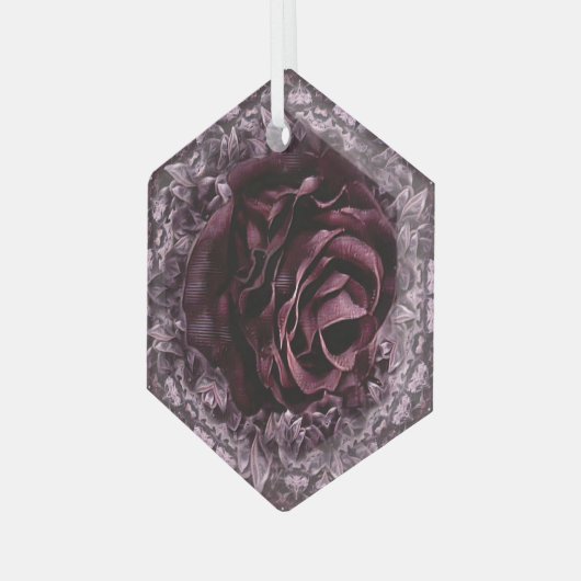 Rose Mandala Ornament Aus Glas (Vorderseite Links)