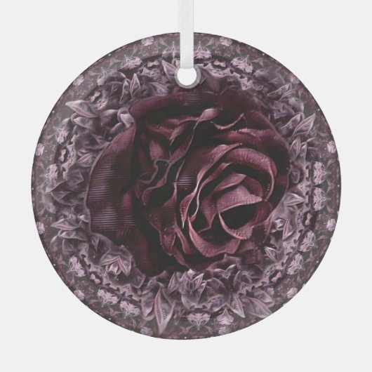 Rose Mandala Ornament Aus Glas (Vorderseite)