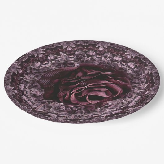 Rose Mandala Pappteller (Schrägansicht)