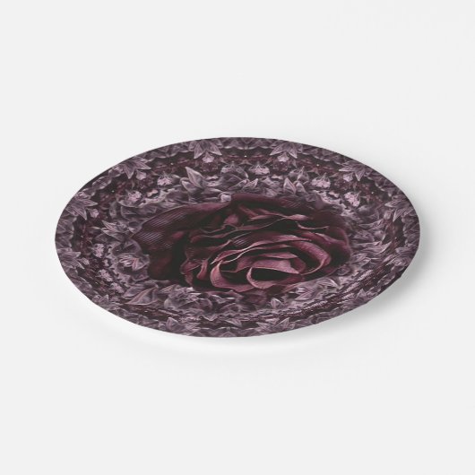 Rose Mandala Pappteller (Schrägansicht)