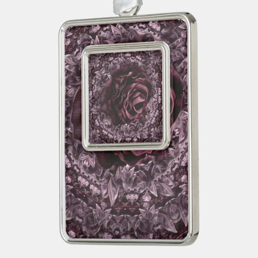 Rose Mandala Rahmen-Ornament Silber (Links)