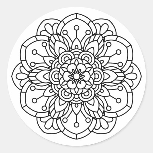 Rose Mandala Runder Aufkleber (Vorderseite)