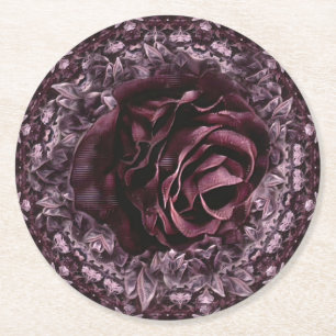 Rose Mandala Runder Pappuntersetzer