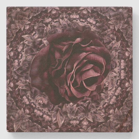 Rose Mandala Steinuntersetzer (Vorderseite)