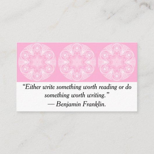 Rose Mandala Visitenkarte (Rückseite)