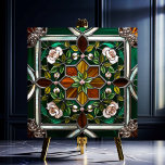 Rose Mandella Stainglas Look grün & orange Fliese<br><div class="desc">Mandella Stainglas Look Keramik Tile, die Grün & Amber Rose, ist ein wunderschönes Design von 4 Rose und Rosenbuden mit Blätter und Hintergrund in den Farben Bernstein, Grüntöne und Cremes, die alle in einem Buntglas-Look im Mandella-Stil. Es gibt viele Anwendungen für diese wunderbaren Keramiken Fliesen. Erhältlich in 2 Größen 4,...</div>