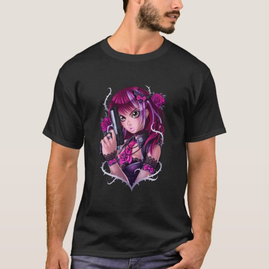 Rose Manga Girl T-Shirt (Vorderseite)
