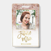 Rose Marble Future Frau Gold Bride Bachelorette Ausweis (Rückseite)