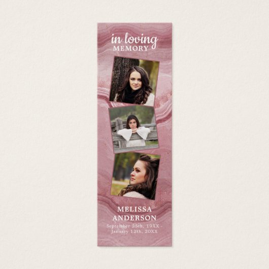 Rose Marmor 3 Foto Gedicht Beerdigung Gebet Leseze (Vorderseite)