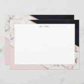 Rose Marmor elegant geometrisch monogramm Mitteilungskarte (Vorne/Hinten)
