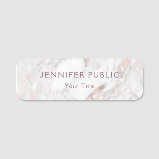 Rose Marmor Elegante Moderne Vorlage Beruflich Namensschild (Vorderseite)
