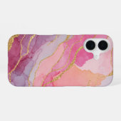 Rose-Marmor mit Gold-Glitzer iPhone 16 Hülle (Rückseite (Horizontal))