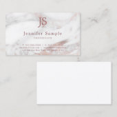 Rose Marmor Modernes Template Elegant Mit Monogram Visitenkarte (Vorne/Hinten)