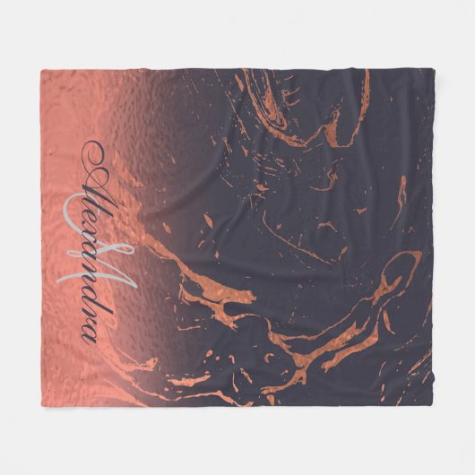 Rose Marmortextur Fleecedecke (Vorderseite (Horizontal))