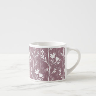 Rosé-Mauve-Botanik-Ruhevolle Blumensilhouette Espressotasse