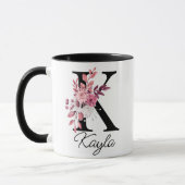 Rose Mauve Floral Letter K Monogram Initial Tasse (Links)