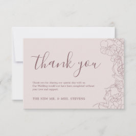 Rose Mauve Floral Wedding Dankeskarte
