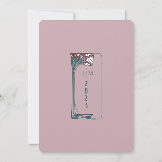 Rose Mauve Maroon Red Sage Wedding Einladung (Rückseite)