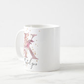 Rose Mauve Pink Floral Monogram Letter K Kaffeetasse (Vorderseite Links)