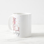 Rose Mauve Pink Floral Monogram Letter L Kaffeetasse (Vorderseite Links)