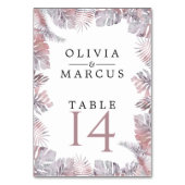 Rose Mauve Watercolor Tropic Blätter Tischnummer (Vorderseite)