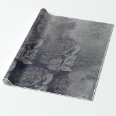 Rose Metallische Blumenzement Grau Schwarze Mauer Geschenkpapier (Ungerollt)