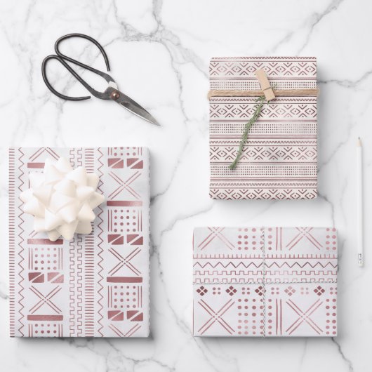 Rose Metallverpackungspapierblätter Geschenkpapier Set (Vorderseite)