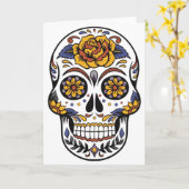 Rose Mexican Sugar Skull Day of the Dead Karte (Gelbe Blume)